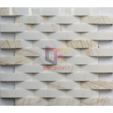 Polished Long Strip No Gap White Marble Mosaic (CFS1052)
